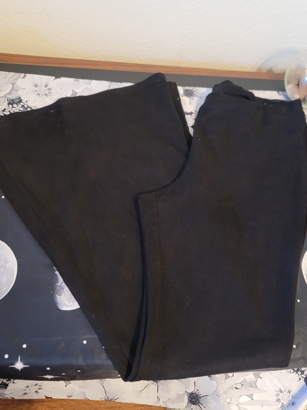 Forever 21+ Faux Suede Black High-Rise Bell Bottom Leggings 0x